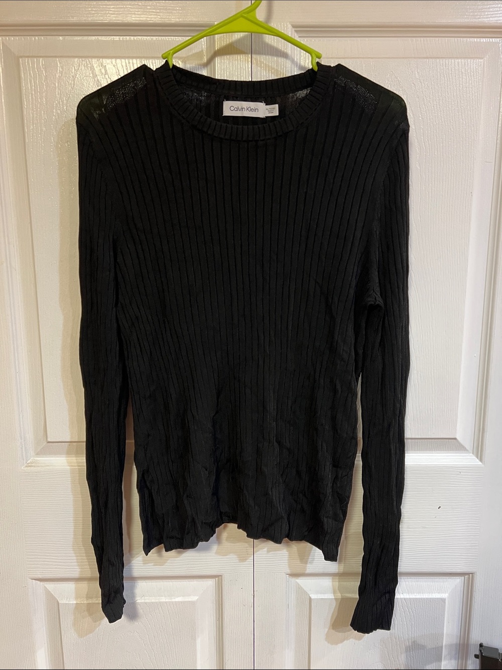 Calvin Klein Black Ribbed Crewneck Long Sleeve Top